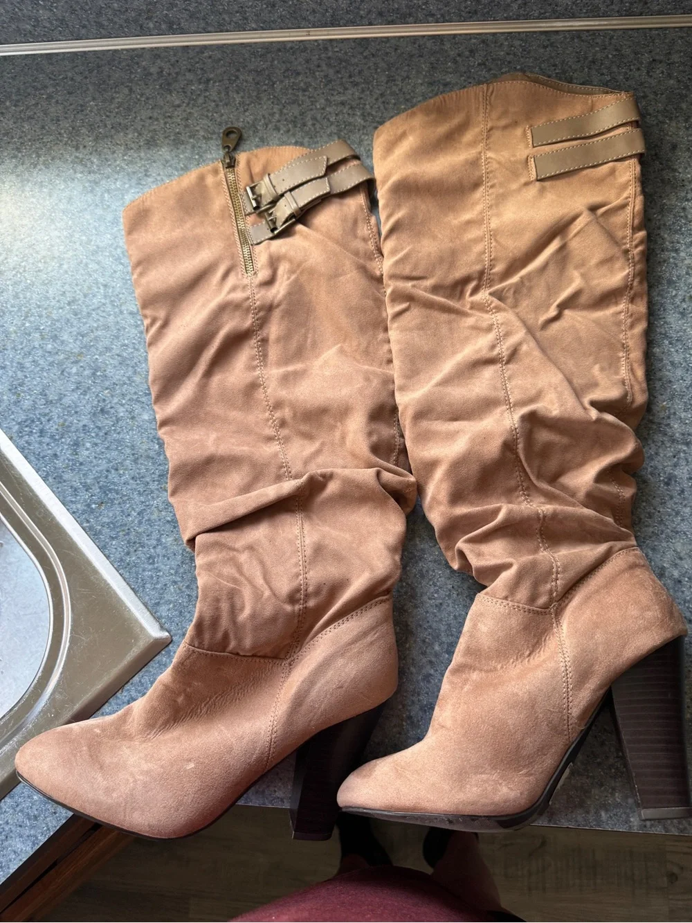 Women's Tall Slouchy Knee-High Boots in Tan